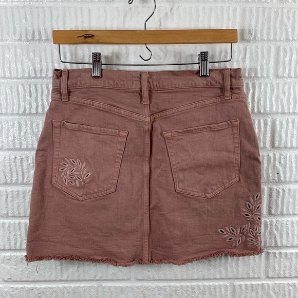 Frame Embroidered Raw Hem Mini Skirt Dusty Rose 28 - Picture 5 of 5